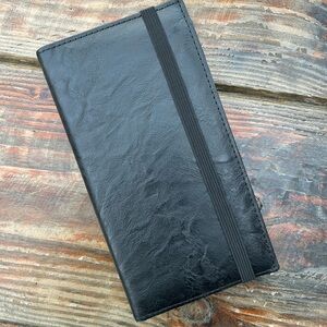 Black Diy Leather Wallet with Elastic Band